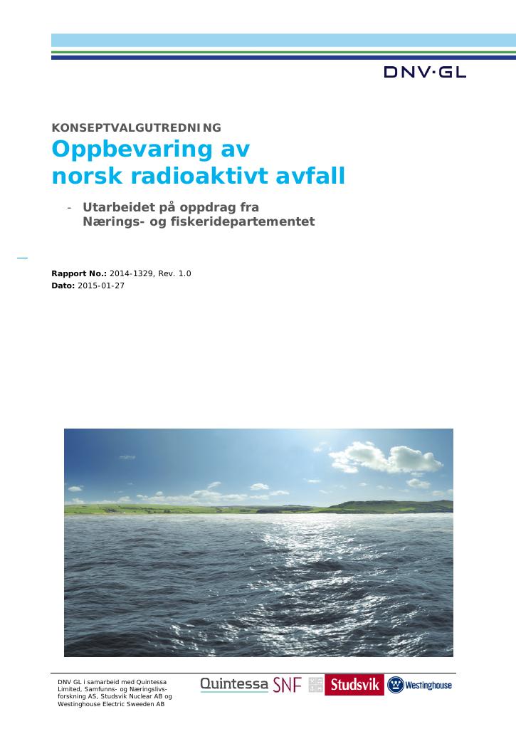 Forsiden av dokumentet Oppbevaring av norsk radioaktivt avfall