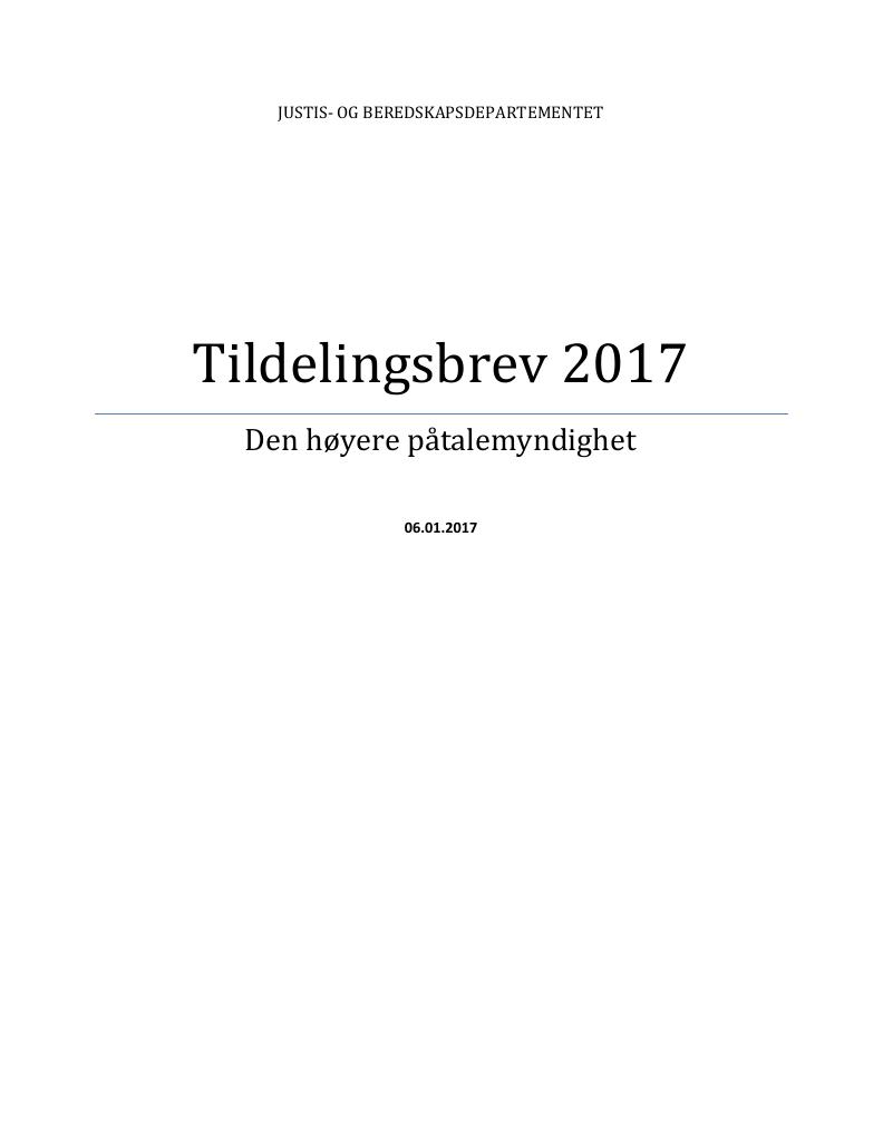 Forsiden av dokumentet Tildelingsbrev (PDF)