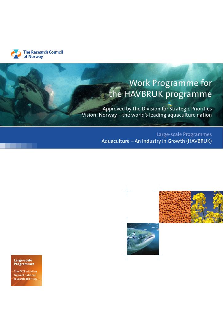 Forsiden av dokumentet Work Programme - HAVBRUK