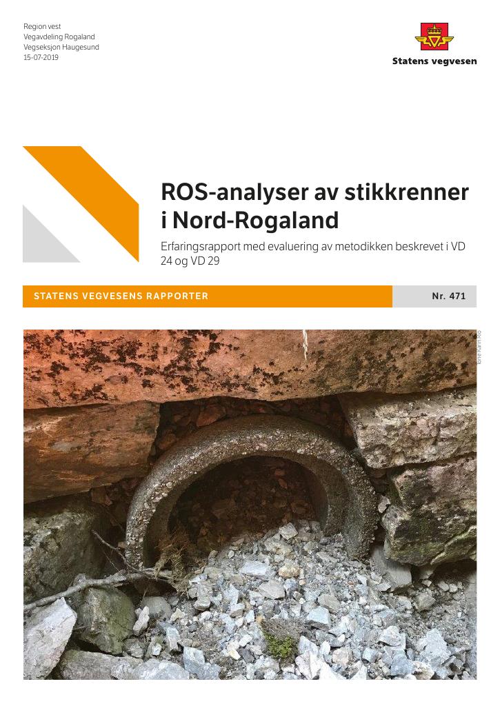 Forsiden av dokumentet ROS-analyser av stikkrenner i Nord-Rogaland