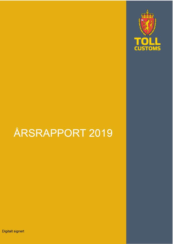 Forsiden av dokumentet Årsrapport Tolletaten 2019