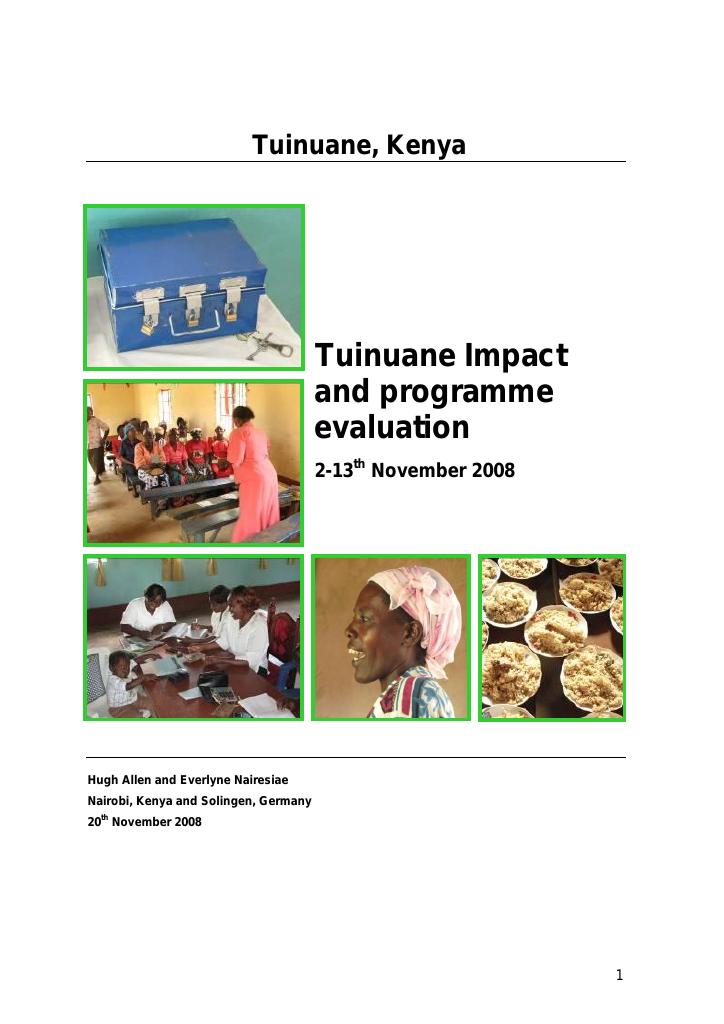 Forsiden av dokumentet Tuinuane Impact and programme evaluation