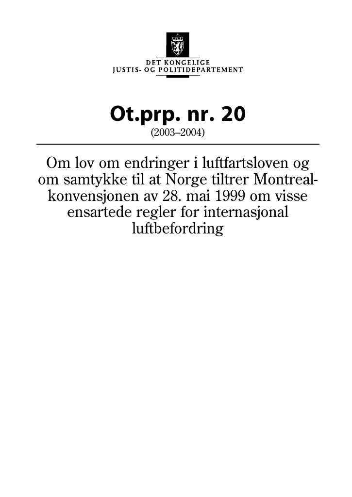 Forsiden av dokumentet Ot.prp. nr. 20 (2003-2004)