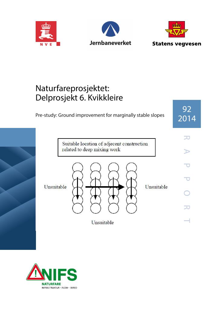 Forsiden av dokumentet Pre-study: Ground improvement for marginally stable slopes