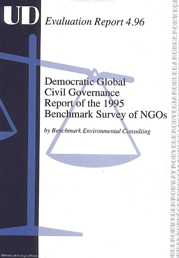 Forsiden av dokumentet Democratic Global Civil Governance Report of the 1995 Benchmark Survey of NGOs