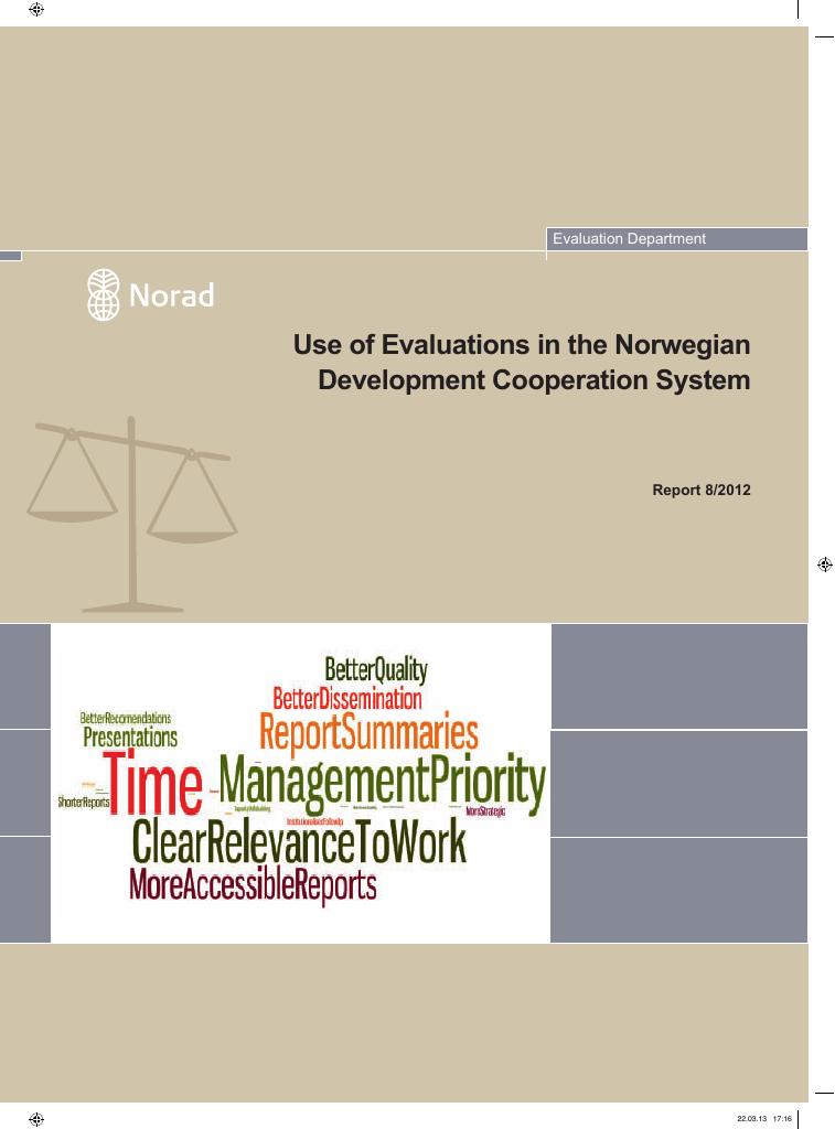 Forsiden av dokumentet Use of Evaluations in Norwegian Development Cooperation System
