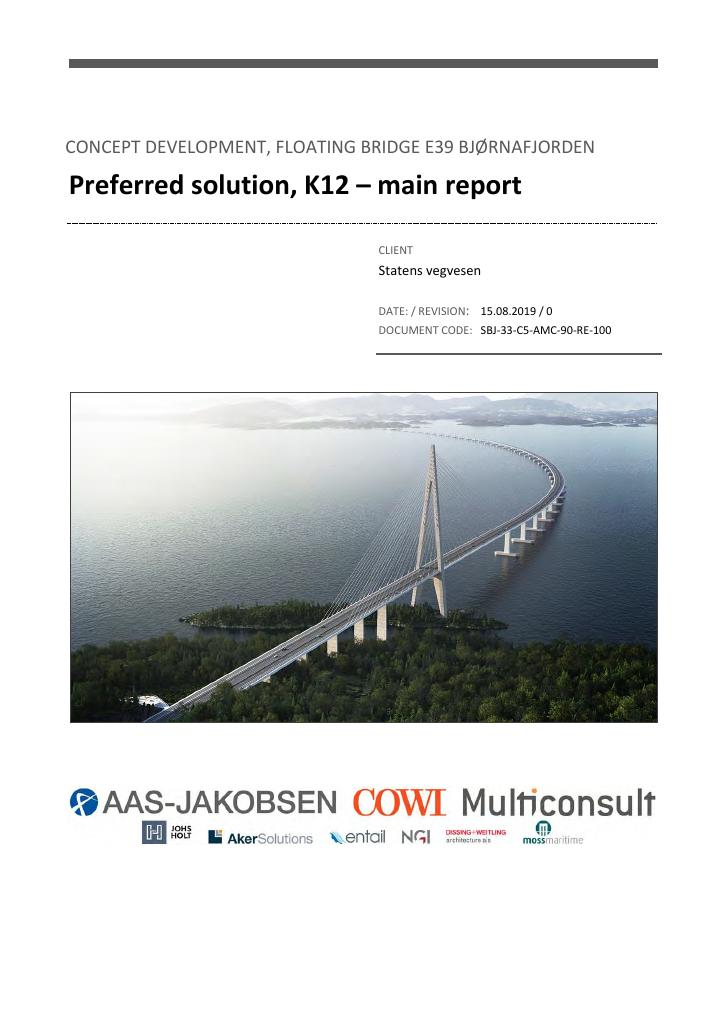 Forsiden av dokumentet Preferred solution, K12 - main report