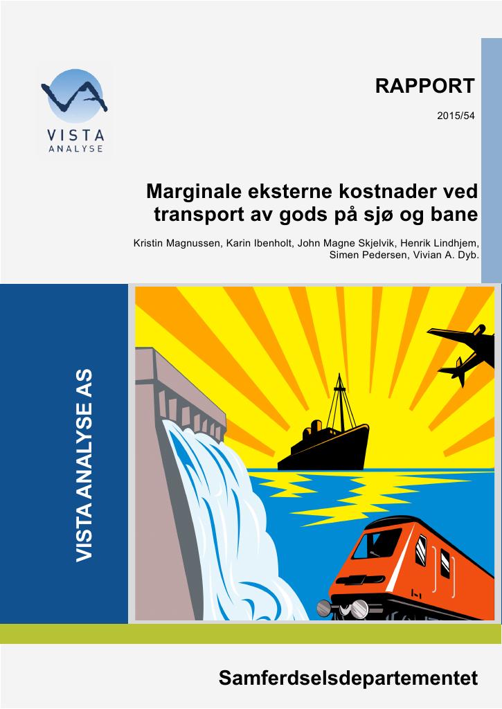 Forsiden av dokumentet Marginale eksterne kostnader ved transport av gods på sjø og bane