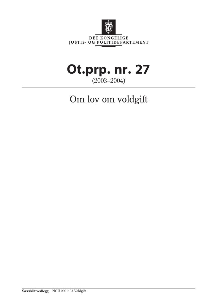 Forsiden av dokumentet Ot.prp. nr. 27 (2003-2004)