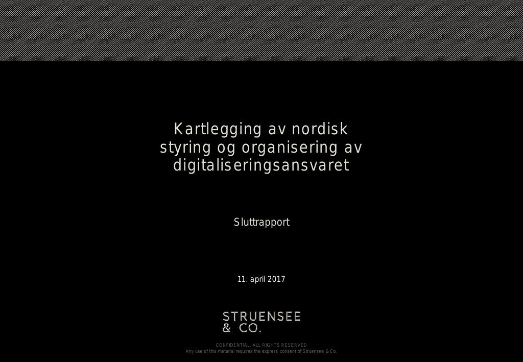 Forsiden av dokumentet Kartlegging av nordisk styring og organisering av digitaliseringsansvaret