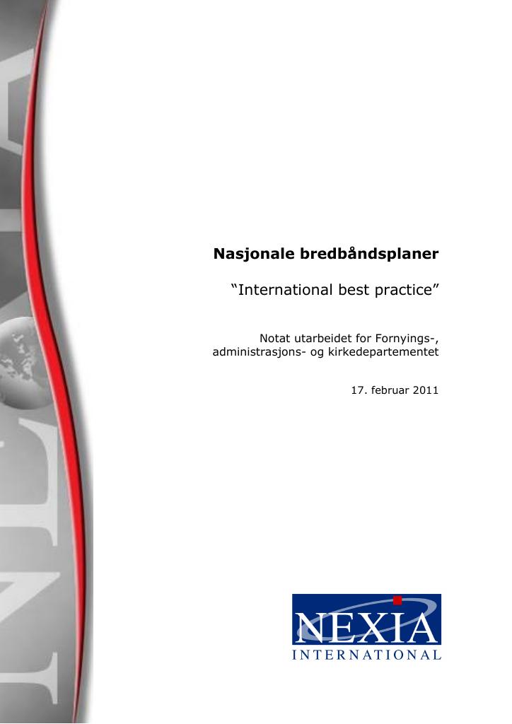 Forsiden av dokumentet Nasjonale bredbåndsplaner