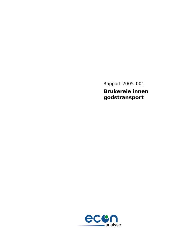 Forsiden av dokumentet Brukereie innen godstransport