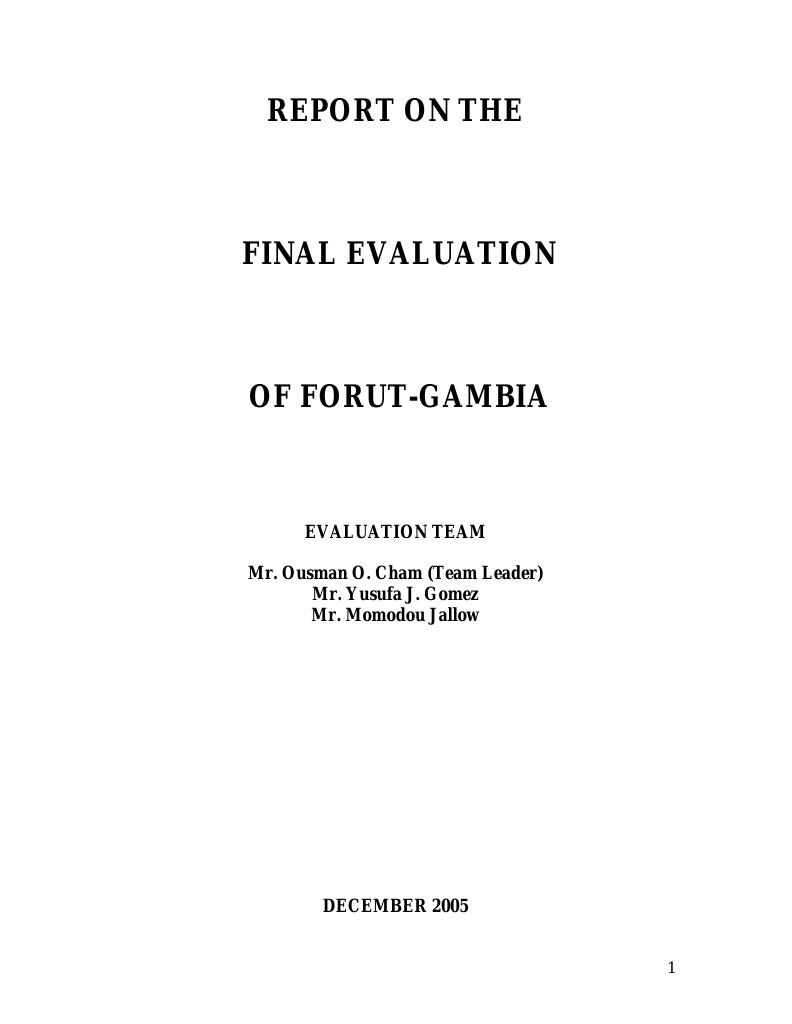 Forsiden av dokumentet Final Evaluation of Local Community Development Project in the Gambia