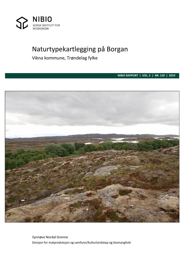 Forsiden av dokumentet Naturtypekartlegging på Borgan i Vikna kommune, Trøndelag fylke