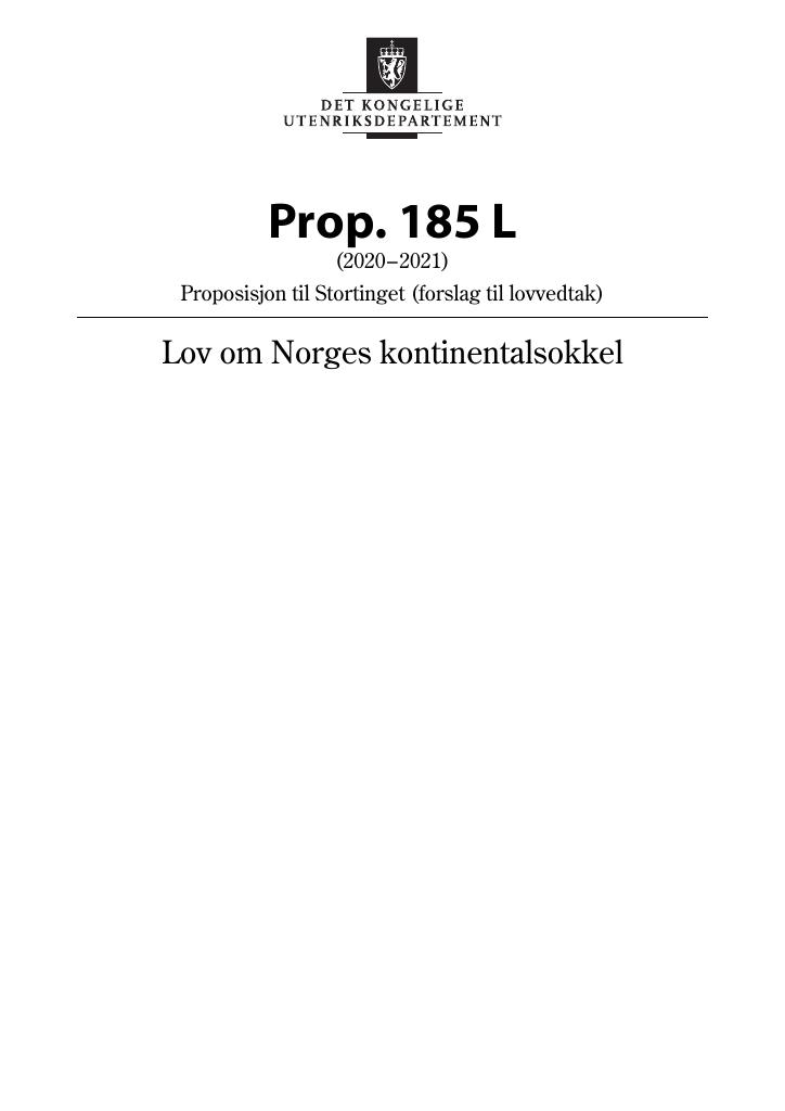 Forsiden av dokumentet Prop. 185 L (2020–2021)