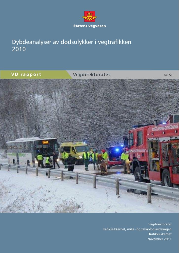 Forsiden av dokumentet Dybdeanalyser av dødsulykker i vegtrafikken 2010