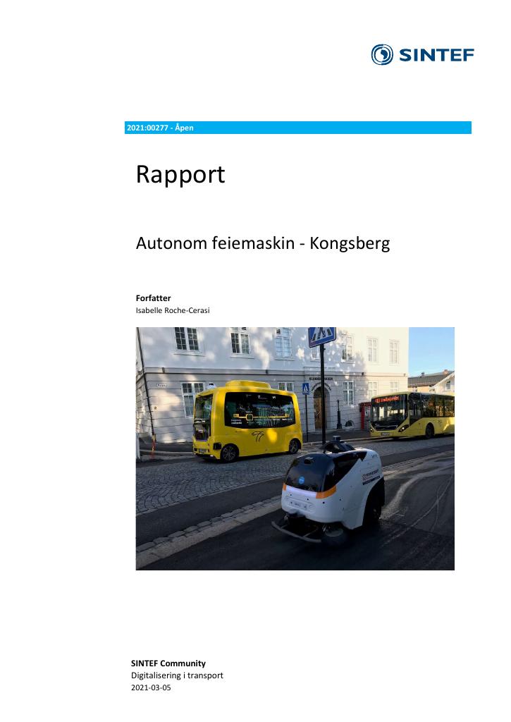 Forsiden av dokumentet Autonom feiemaskin - Kongsberg