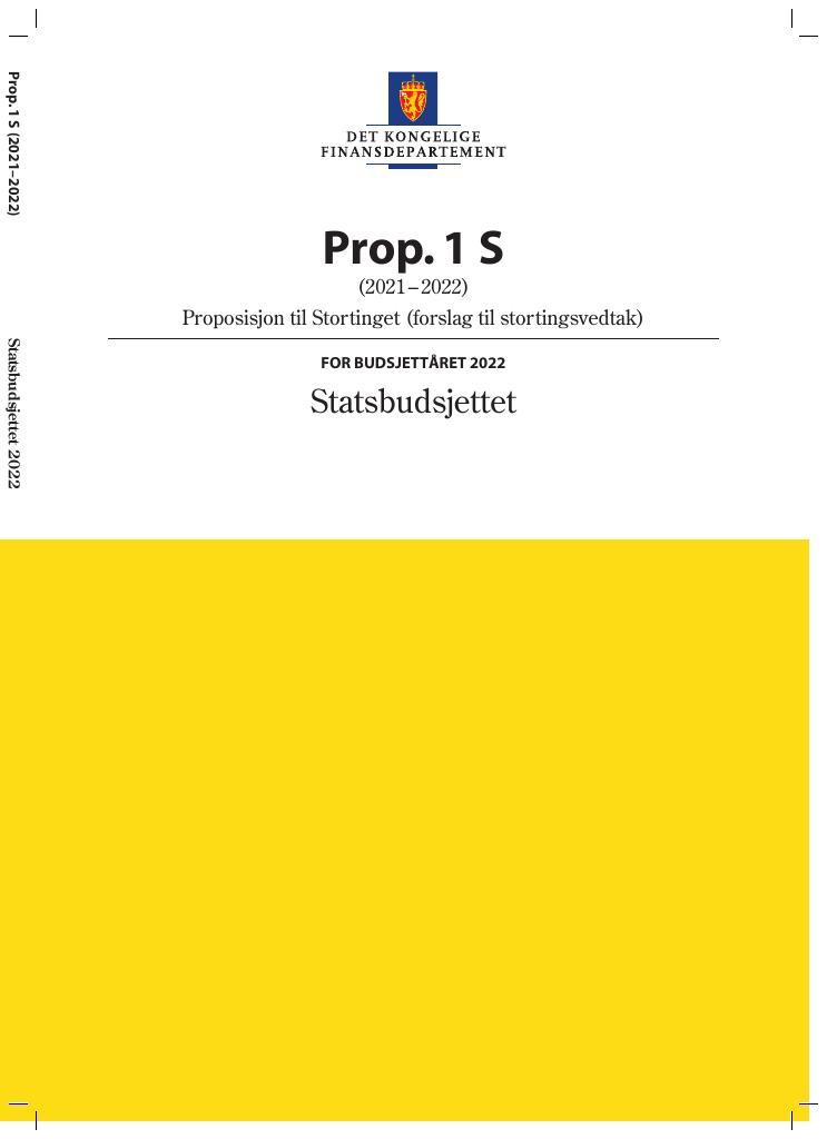 Forsiden av dokumentet Prop. 1 S (2021–2022)