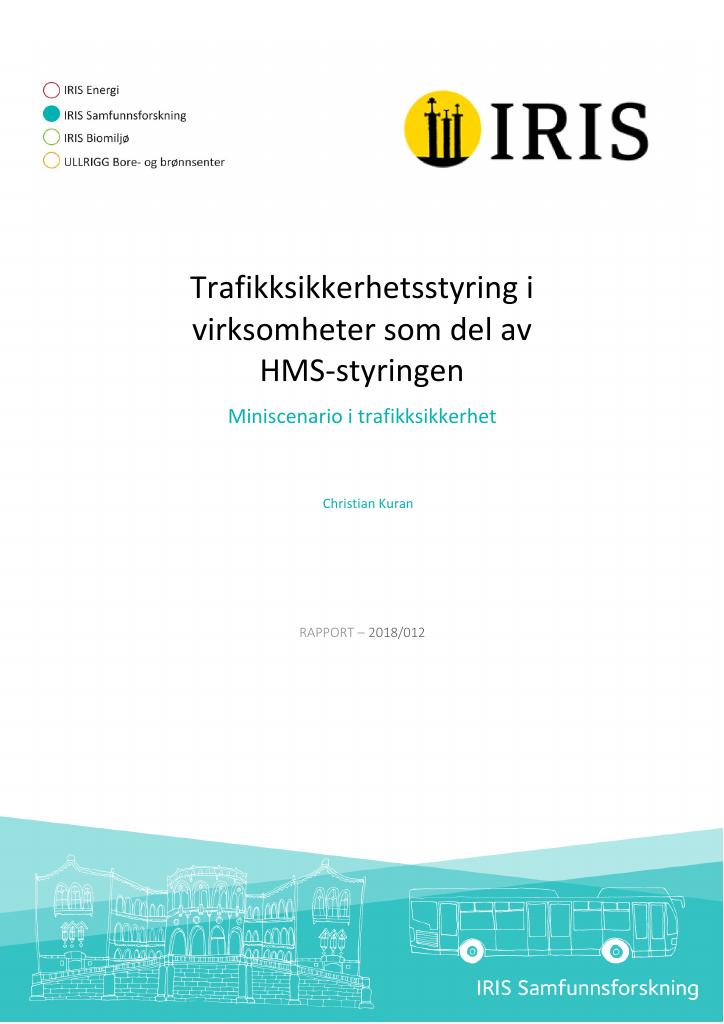 Forsiden av dokumentet Trafikksikkerhetsstyring i virksomheter som del av HMS-styringen