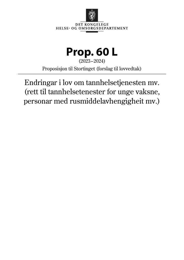 Forsiden av dokumentet Prop. 60 L (2023–2024)