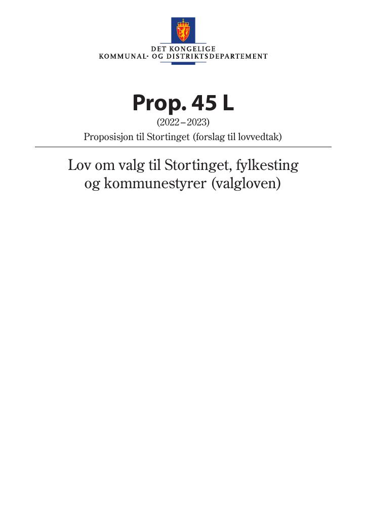 Forsiden av dokumentet Prop. 45 L (2022–2023)