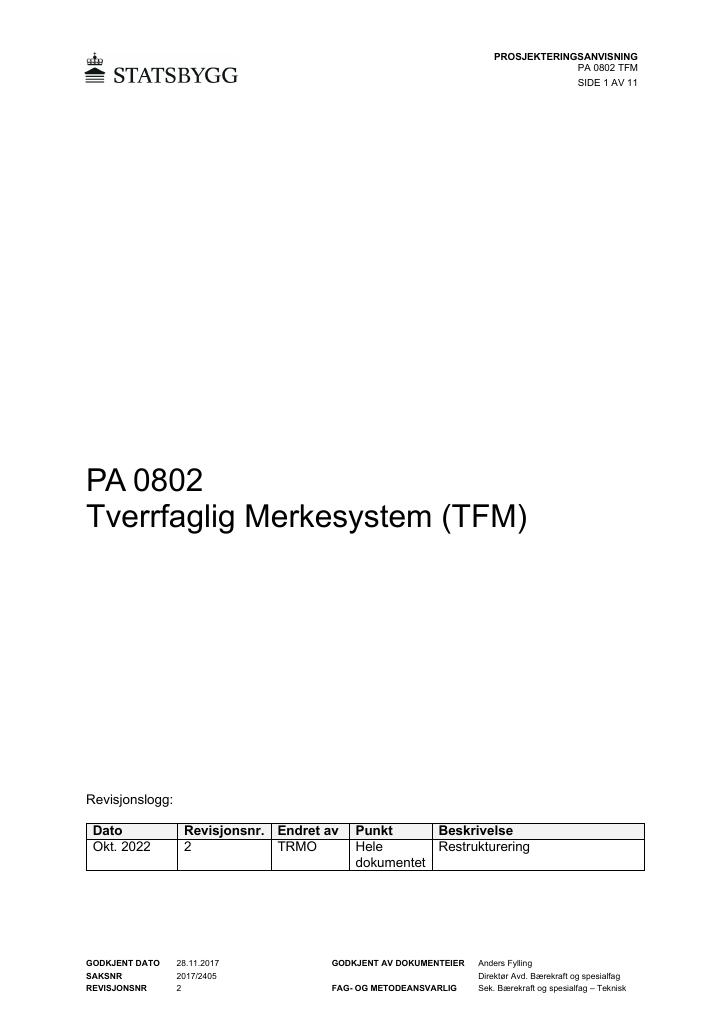 Forsiden av dokumentet Tverrfaglig Merkesystem (TFM)