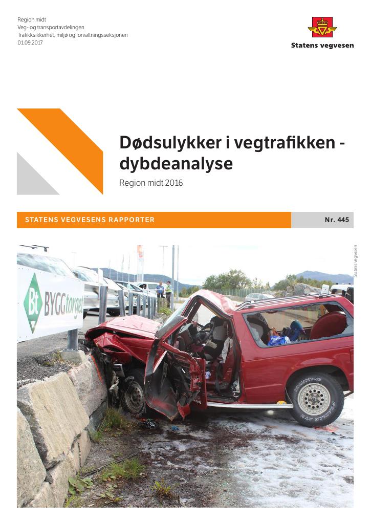 Forsiden av dokumentet Dybdeanalyse av dødsulykker i vegtrafikken