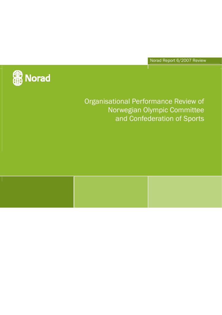 Forsiden av dokumentet Organisational Performance Review of Norwegian Olympic Committee and Confederation of Sports