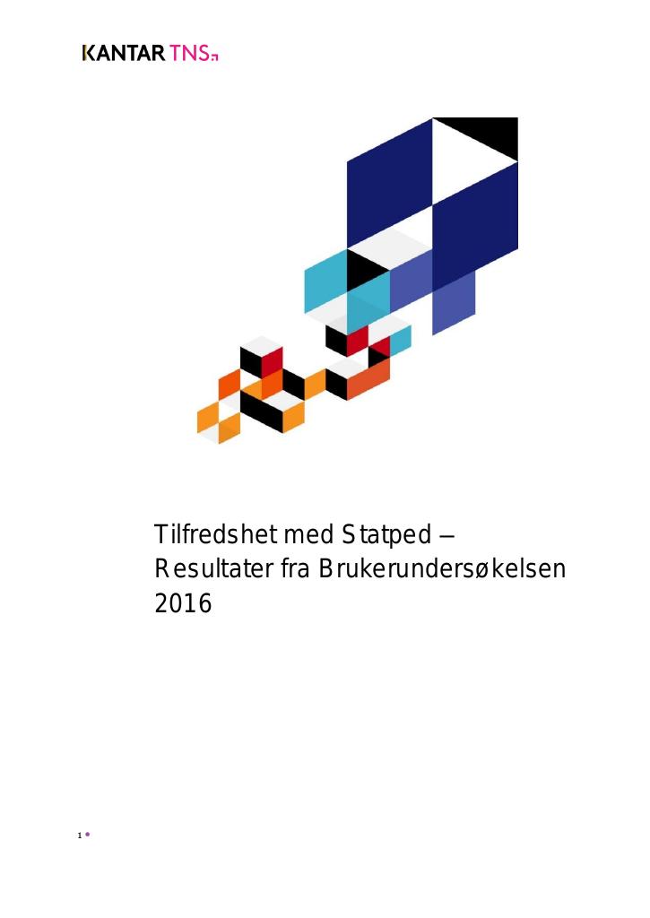 Forsiden av dokumentet Tilfredshet med Statped – Resultater fra Brukerundersøkelsen 2016