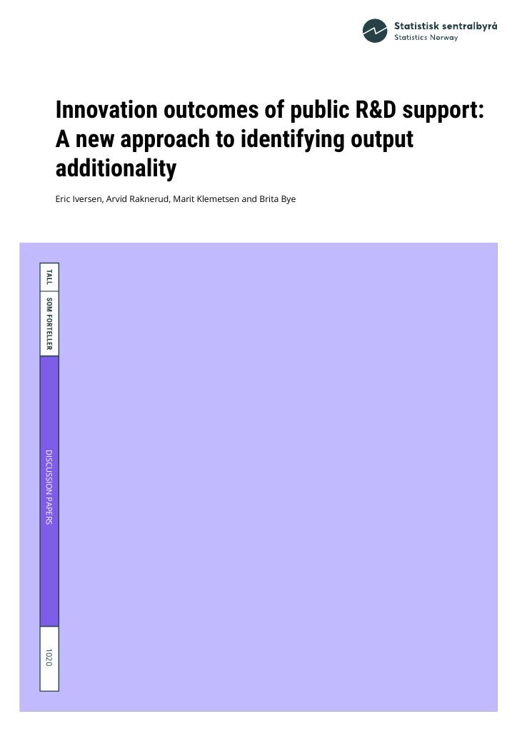 Forsiden av dokumentet Innovation outcomes of public R&D support: A new approach to identifying output additionality