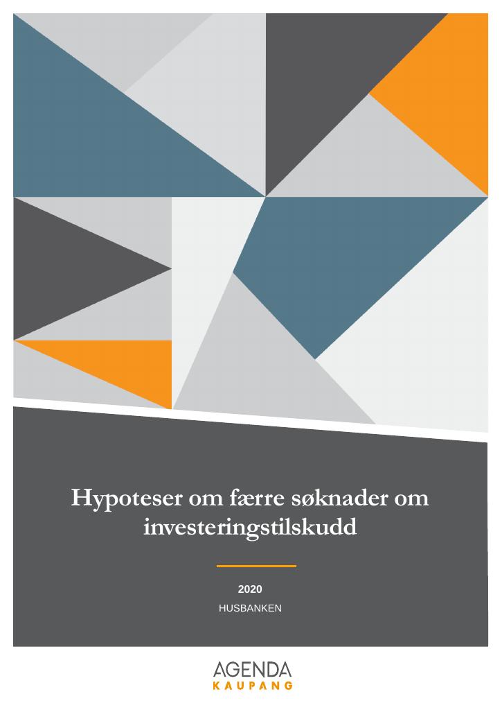 Forsiden av dokumentet Hypoteser om færre søknader om investeringstilskudd