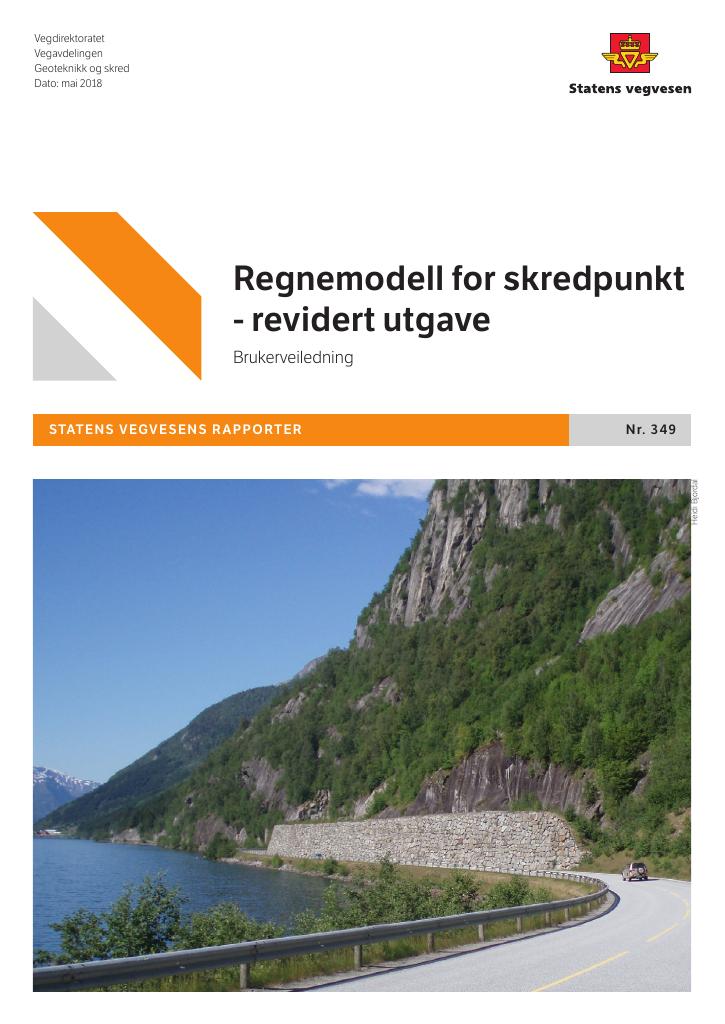 Forsiden av dokumentet Regnemodell for skredpunkt - revidert utgave