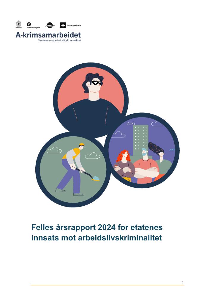 Forsiden av dokumentet Felles årsrapport 2024 for etatenes innsats mot arbeidslivskriminalitet