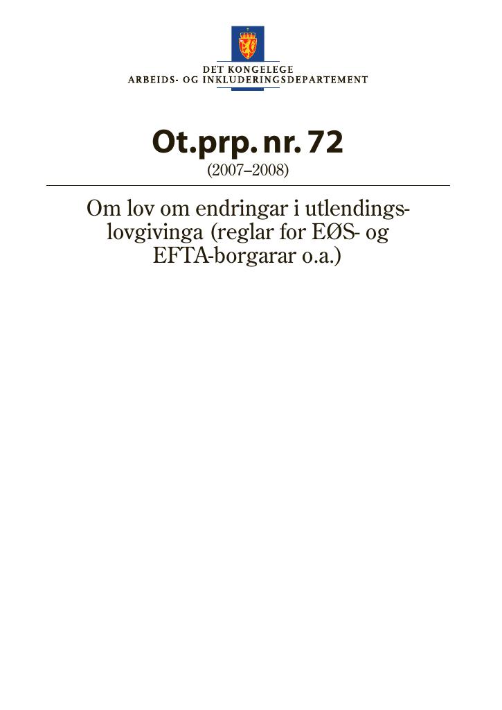 Forsiden av dokumentet Ot.prp. nr. 72 (2007-2008)