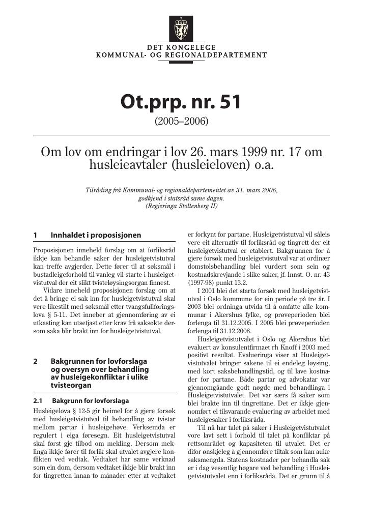 Forsiden av dokumentet Ot.prp. nr. 51 (2005-2006)