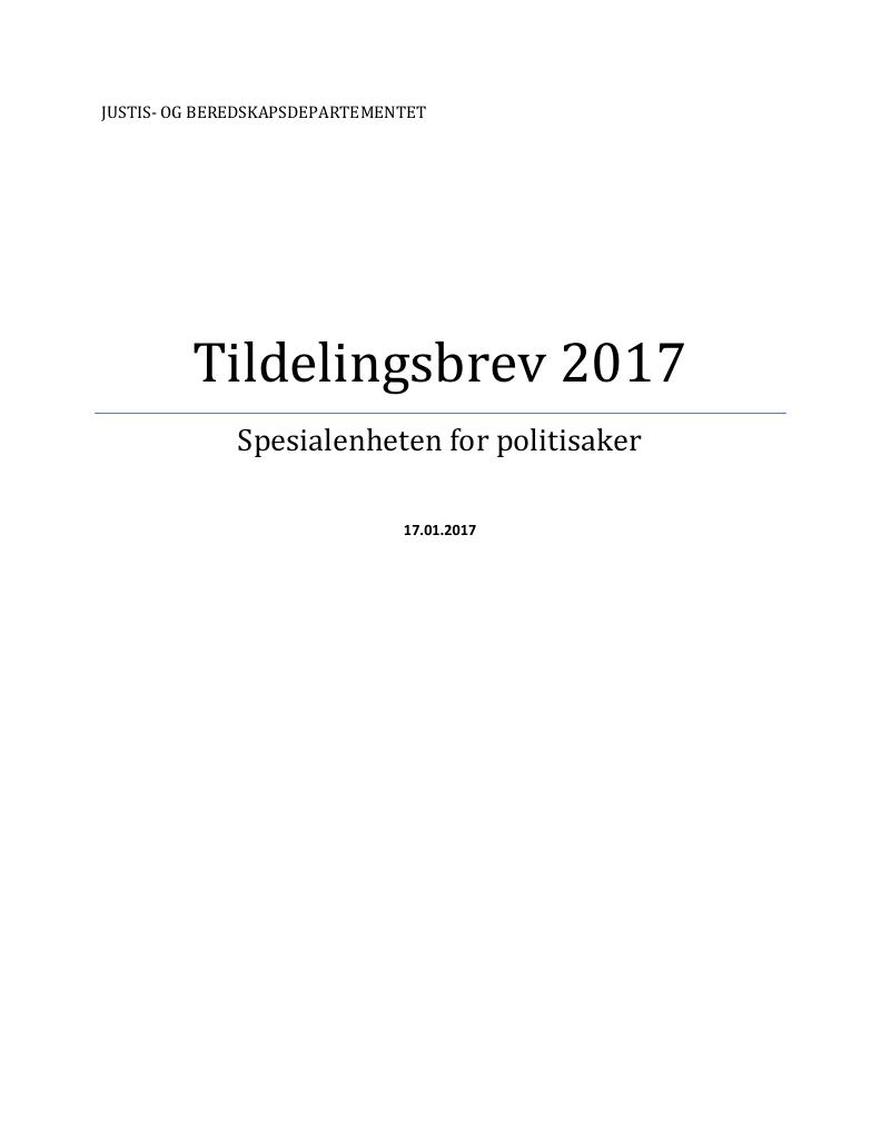 Forsiden av dokumentet Tildelingsbrev (PDF)