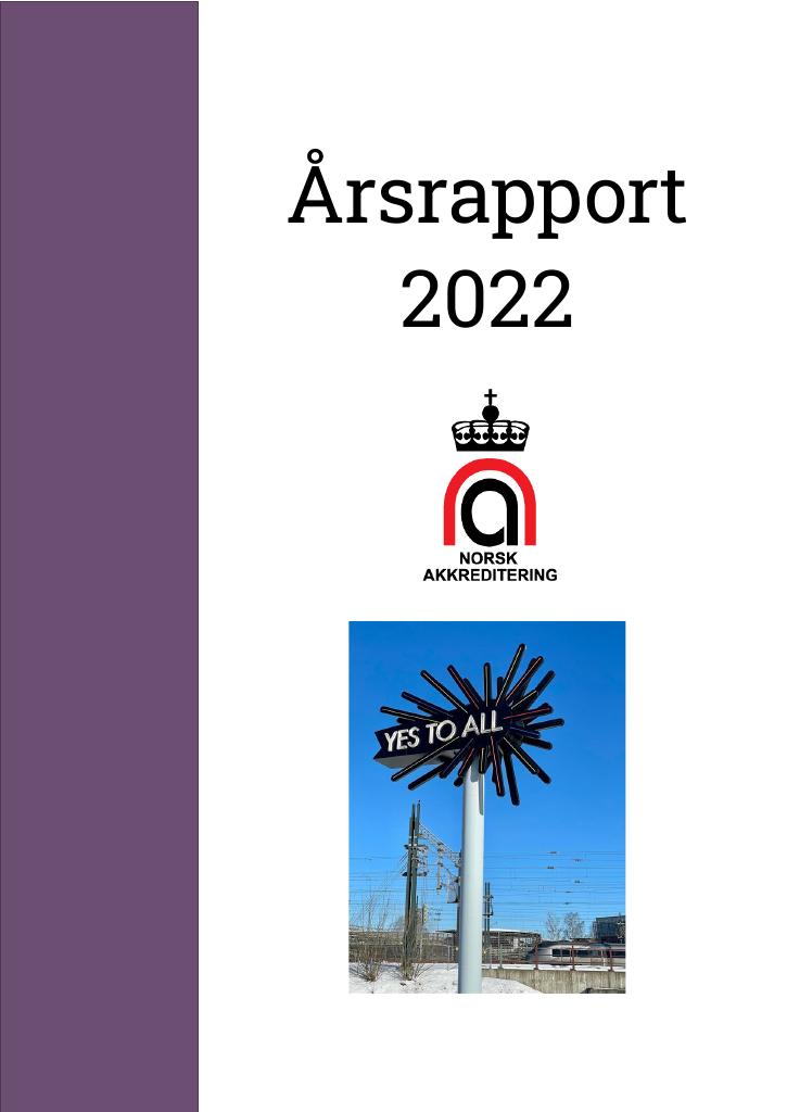 Forsiden av dokumentet Årsrapport Norsk akkreditering 2022