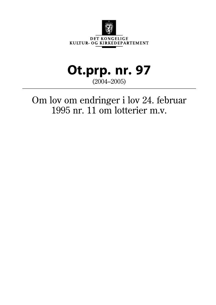 Forsiden av dokumentet Ot.prp. nr. 97 (2004-2005)