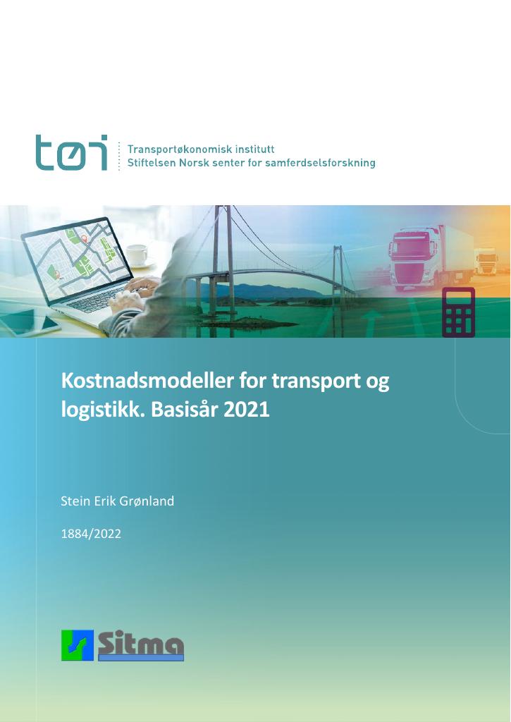 Forsiden av dokumentet Kostnadsmodeller for transport og logistikk. Basisår 2021