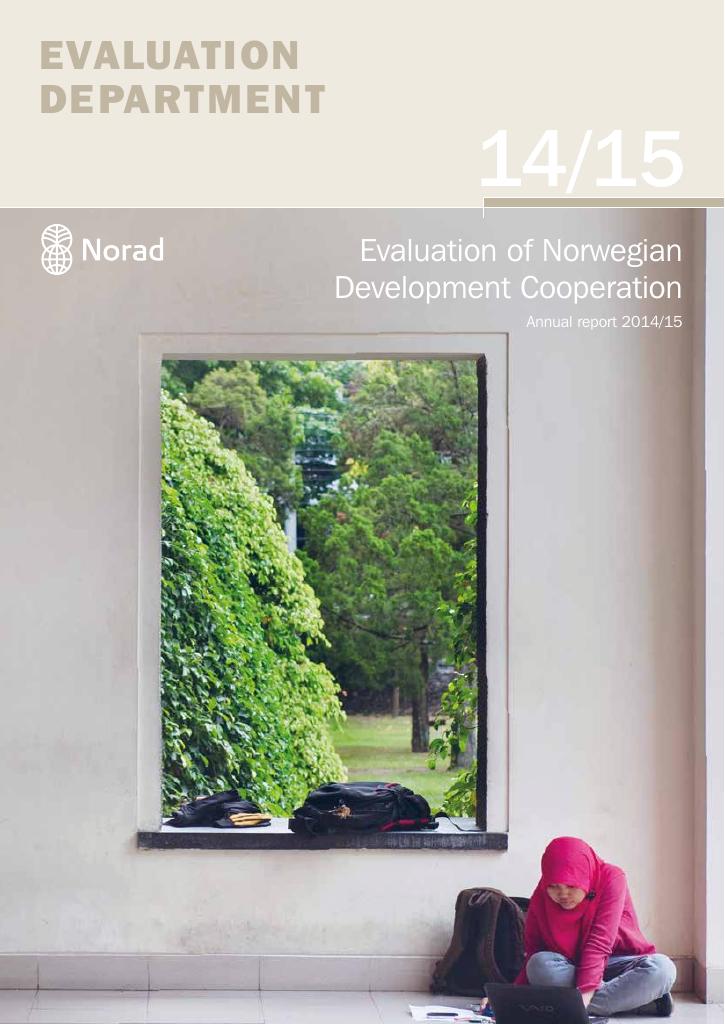 Forsiden av dokumentet Annual Report 2014: Evaluation of Norwegian Development Cooperation