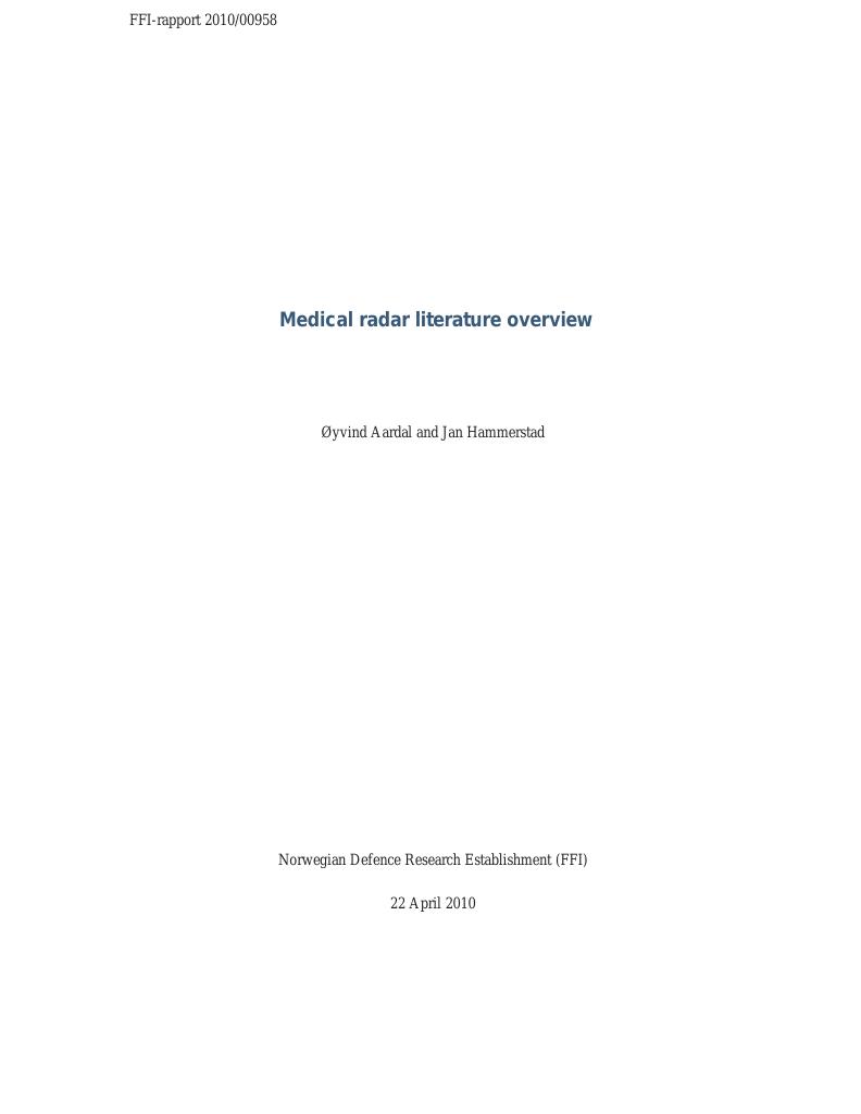Forsiden av dokumentet Medical radar literature overview