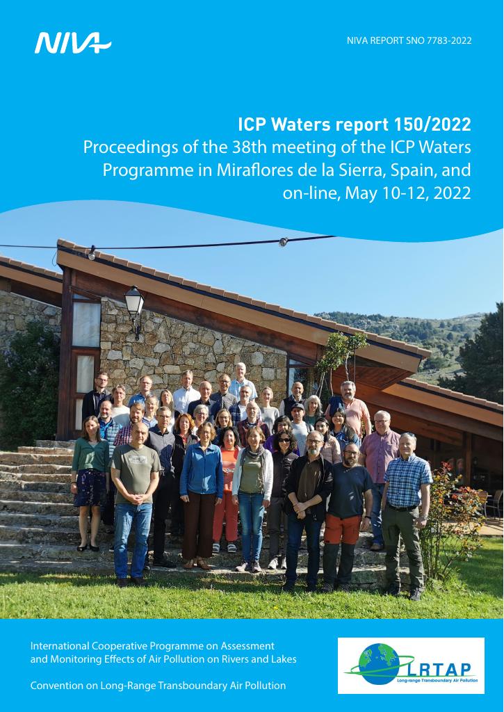 Forsiden av dokumentet ICP Water report 150/2022 : Proceedings of the 38th meeting of the ICP Waters Programme in Miraflores de la Sierra, Spain, and on-line, May 10-12, 2022