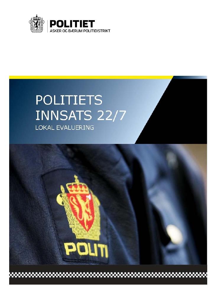 Forsiden av dokumentet 22 juli - Asker og Bærum politidistrikt innsats