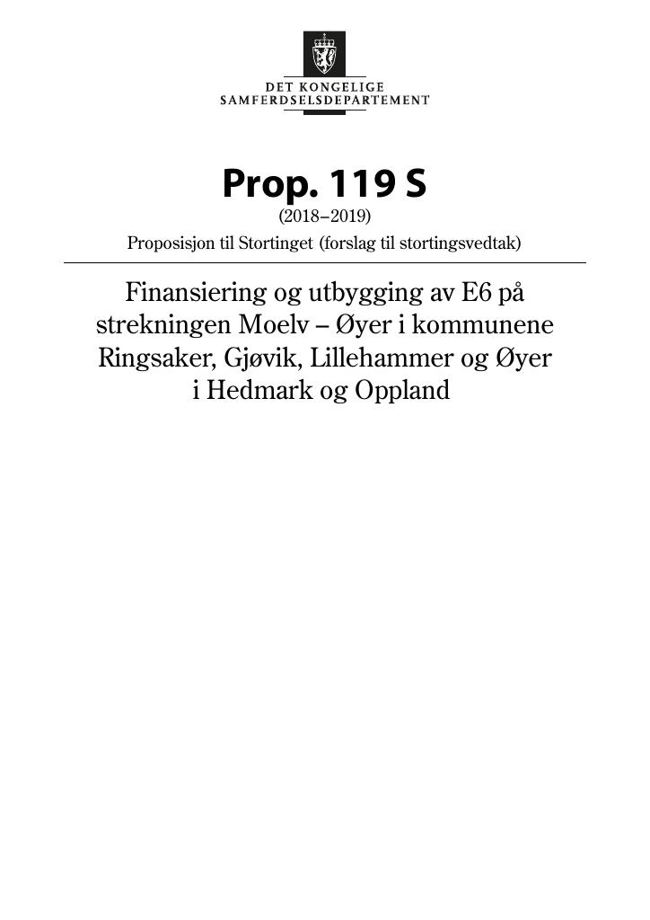 Forsiden av dokumentet Prop. 119 S (2018–2019)