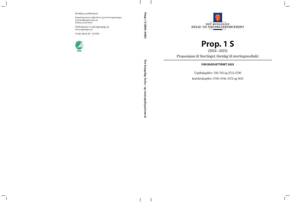 Forsiden av dokumentet Prop. 1 S (2024–2025)