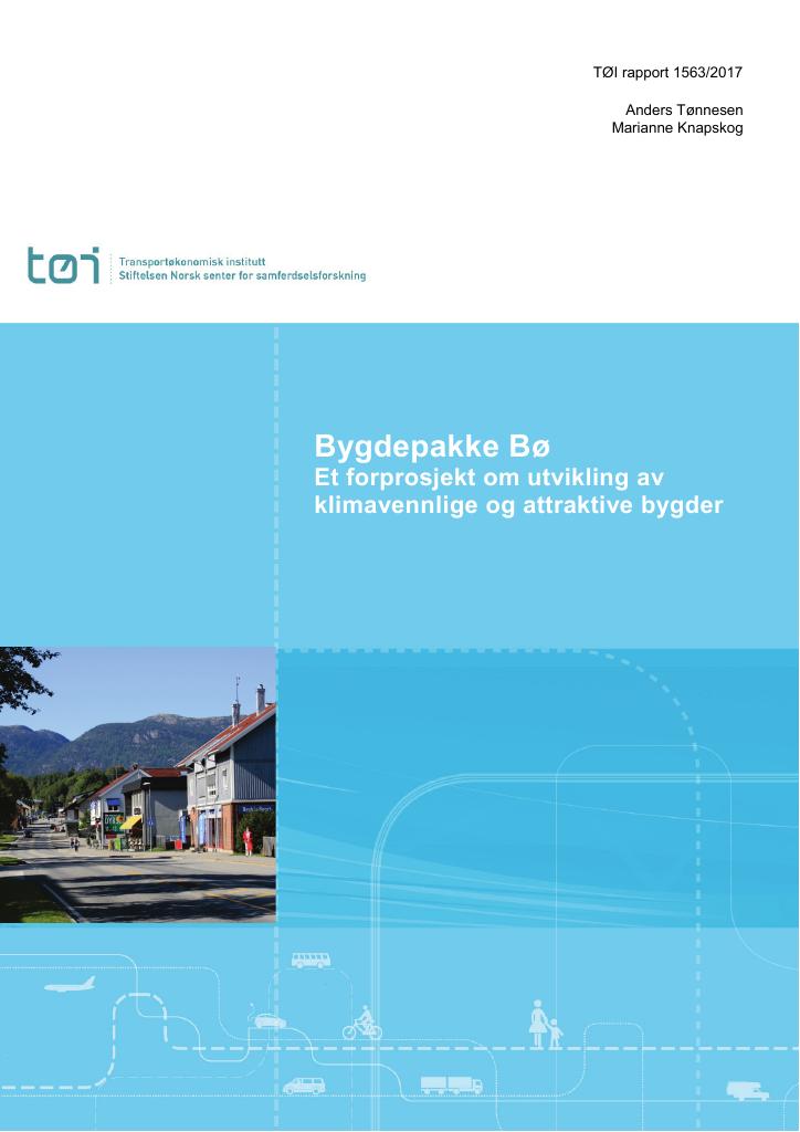 Forsiden av dokumentet Bygdepakke Bø : Et forprosjekt om utvikling av klimavennlige og attraktive bygder