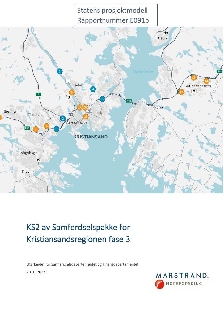 Forsiden av dokumentet KS2 av Samferdselspakke for Kristiansandsregionen fase 3