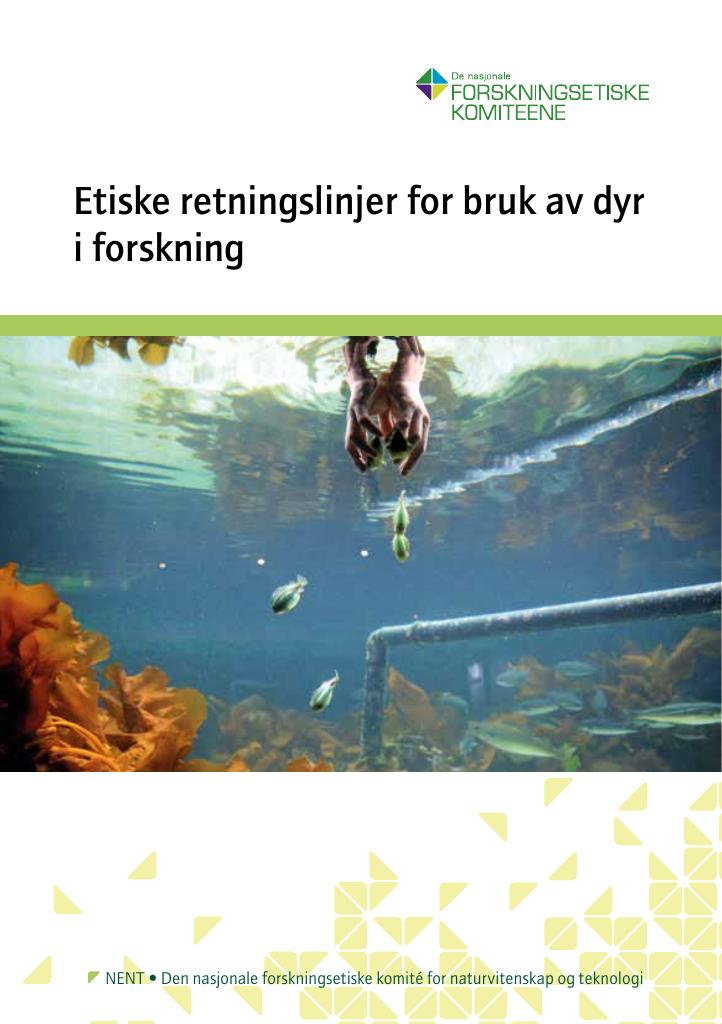 Forsiden av dokumentet Etiske retningslinjer for bruk av dyr i forskning