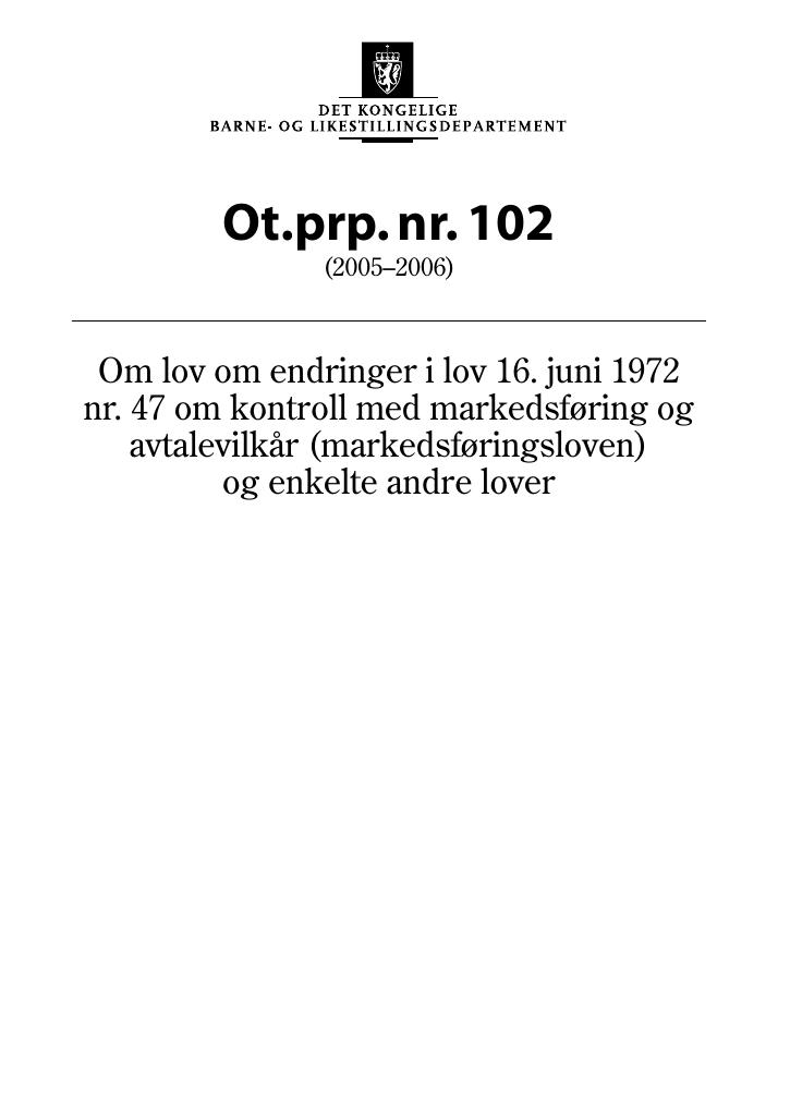 Forsiden av dokumentet Ot.prp. nr. 102 (2005-2006)