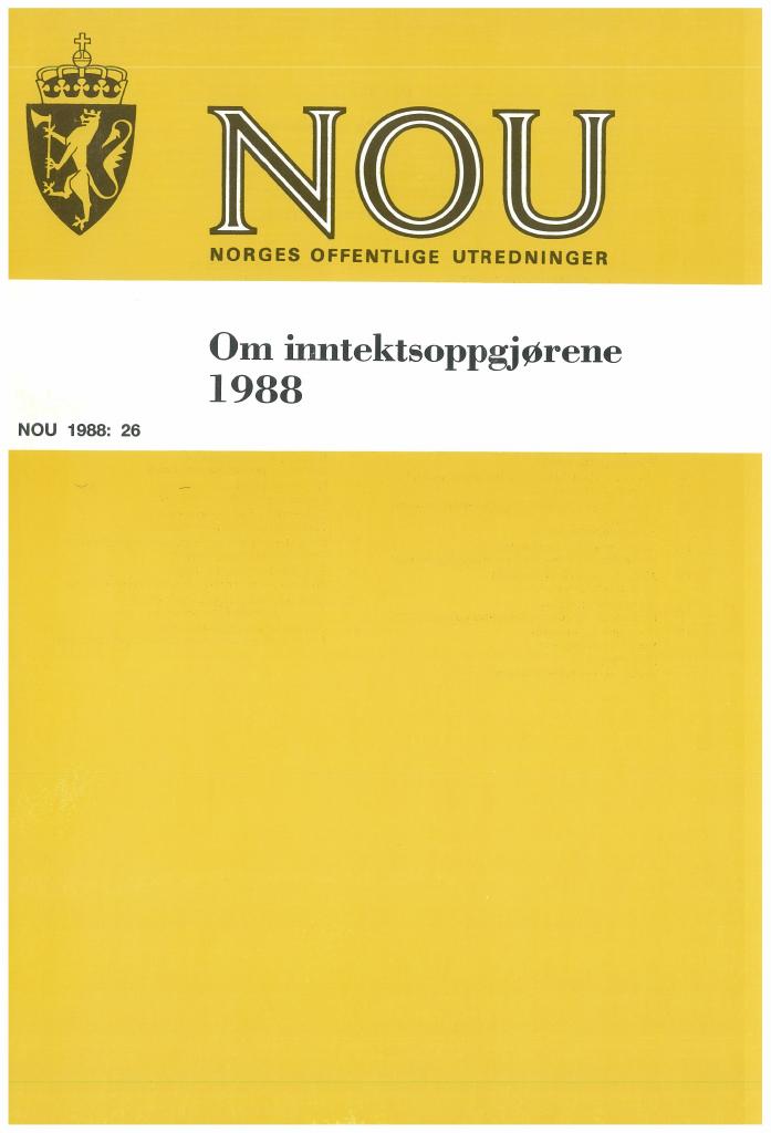 Forsiden av dokumentet NOU 1988: 26 - Om inntektsoppgjørene 1988
